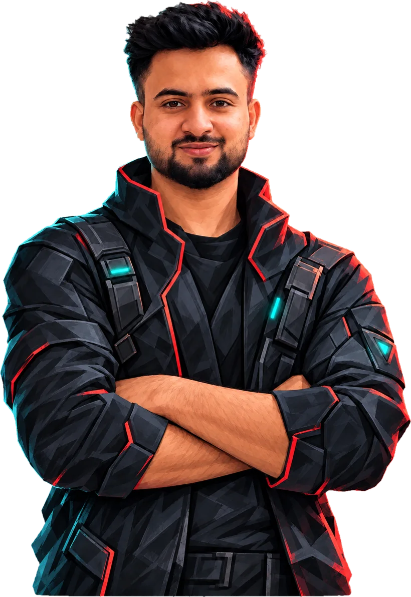 Priyansh Mathur, illustrated as a Valorant-style agent