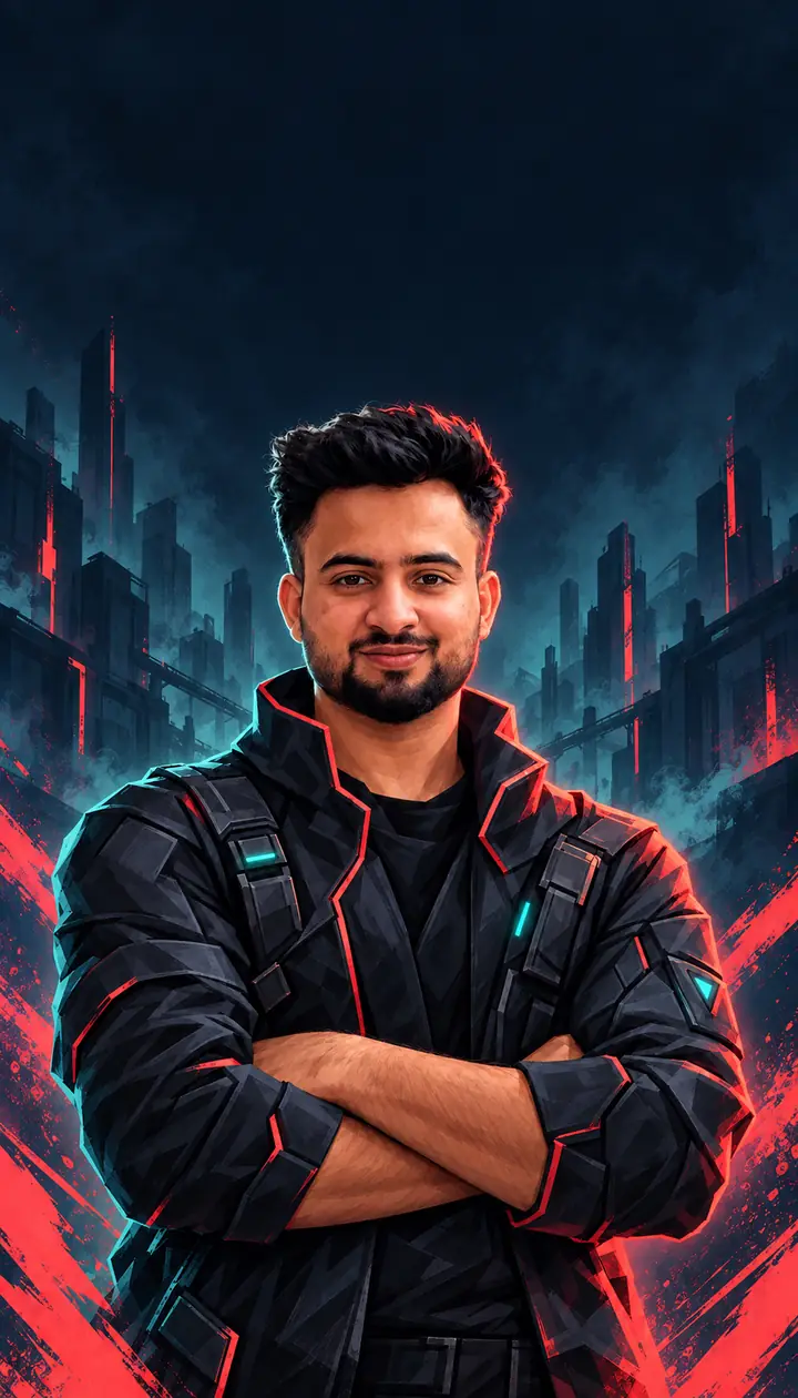 Priyansh Mathur, illustrated as a Valorant-style agent